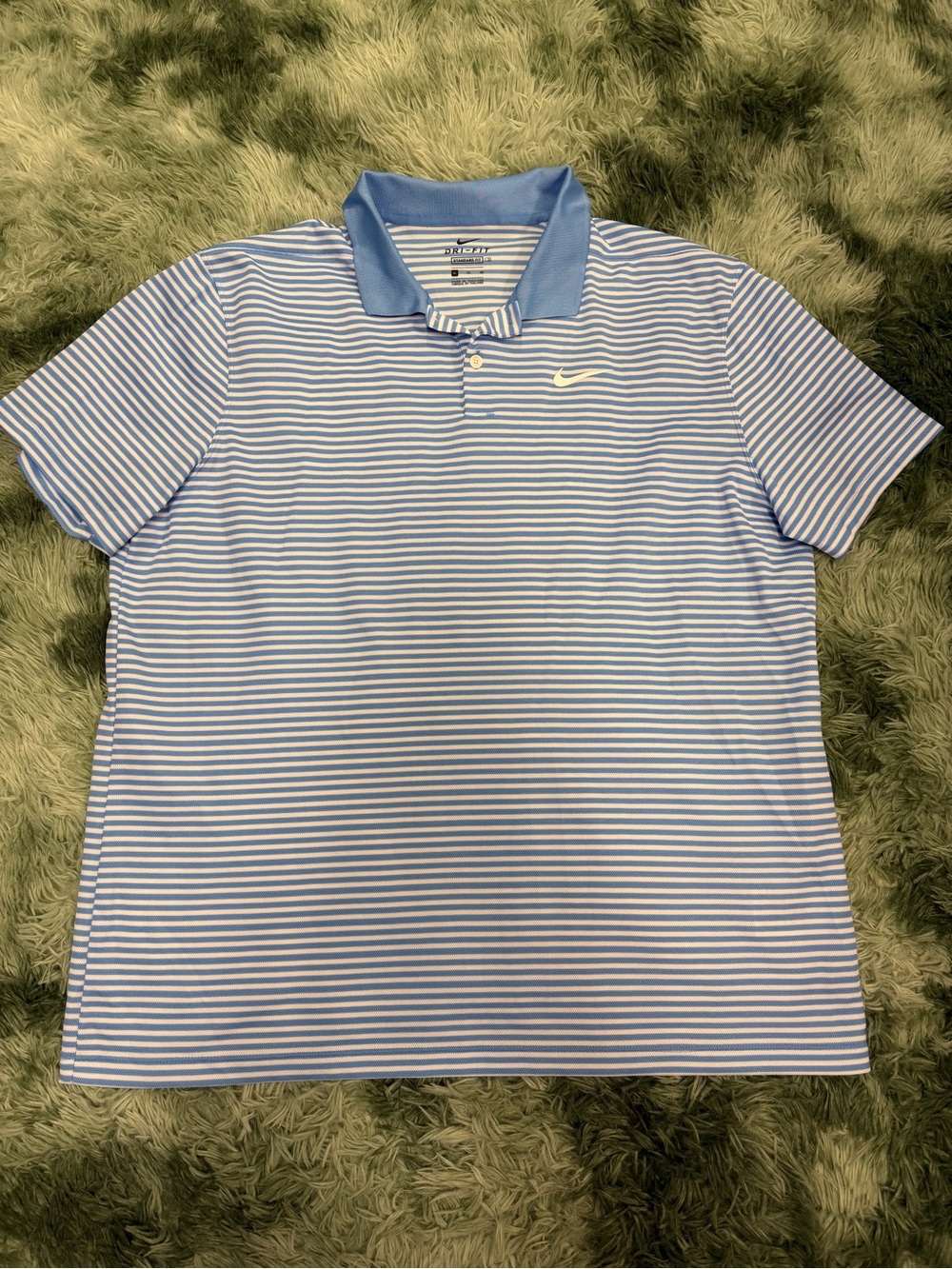 Nike Men’s Blue and White Striped Polo